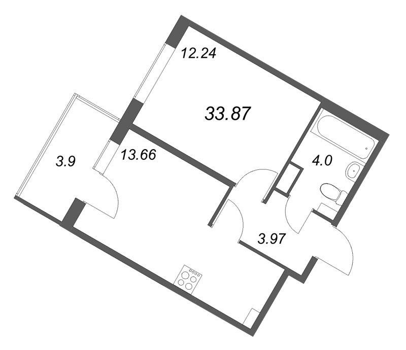 1 ккв 33,9 м²