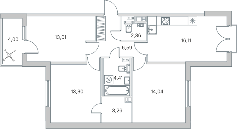 4 ккв (Евро) 73,1 м²