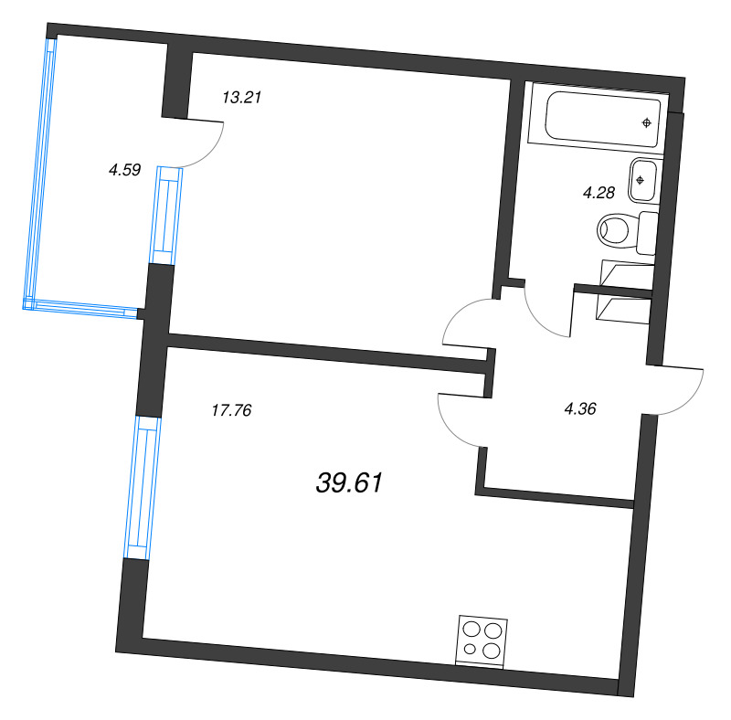 2 ккв (Евро) 39,6 м²