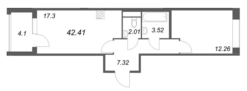 2 ккв (Евро) 42,4 м²