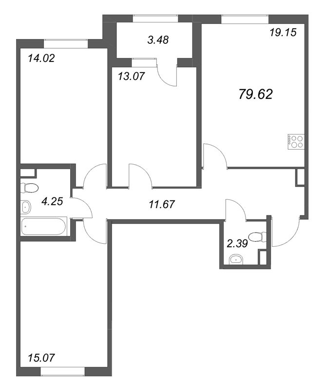 4 ккв (Евро) 79,6 м²
