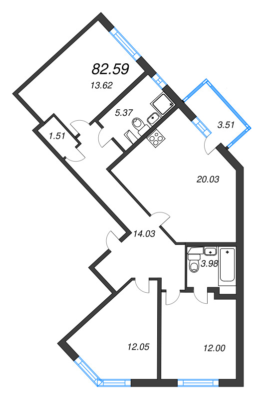 4 ккв (Евро) 82,6 м²