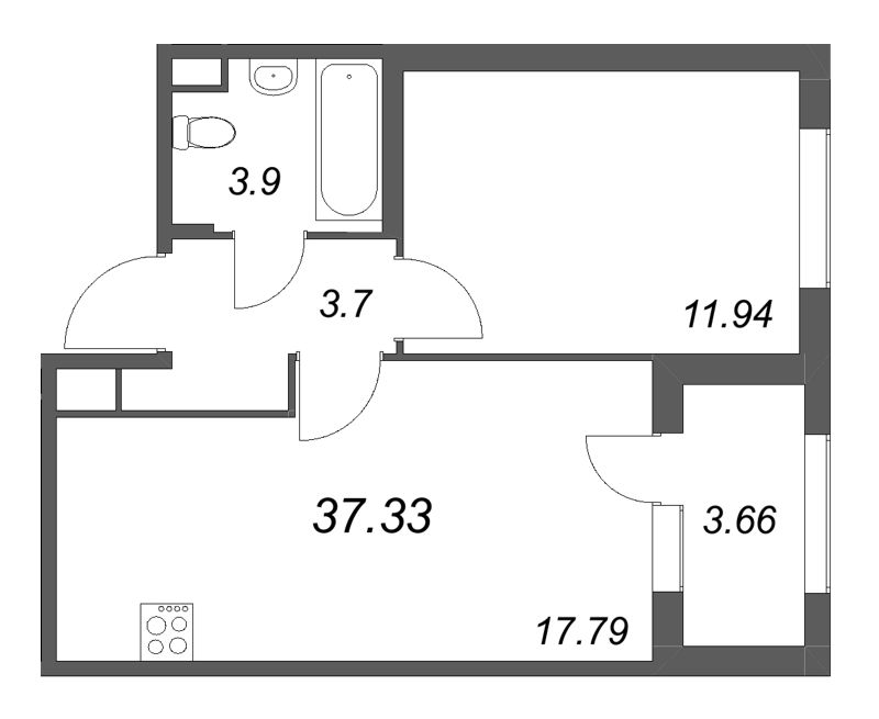 2 ккв (Евро) 37,3 м²