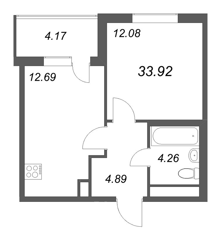 1 ккв 33,9 м²