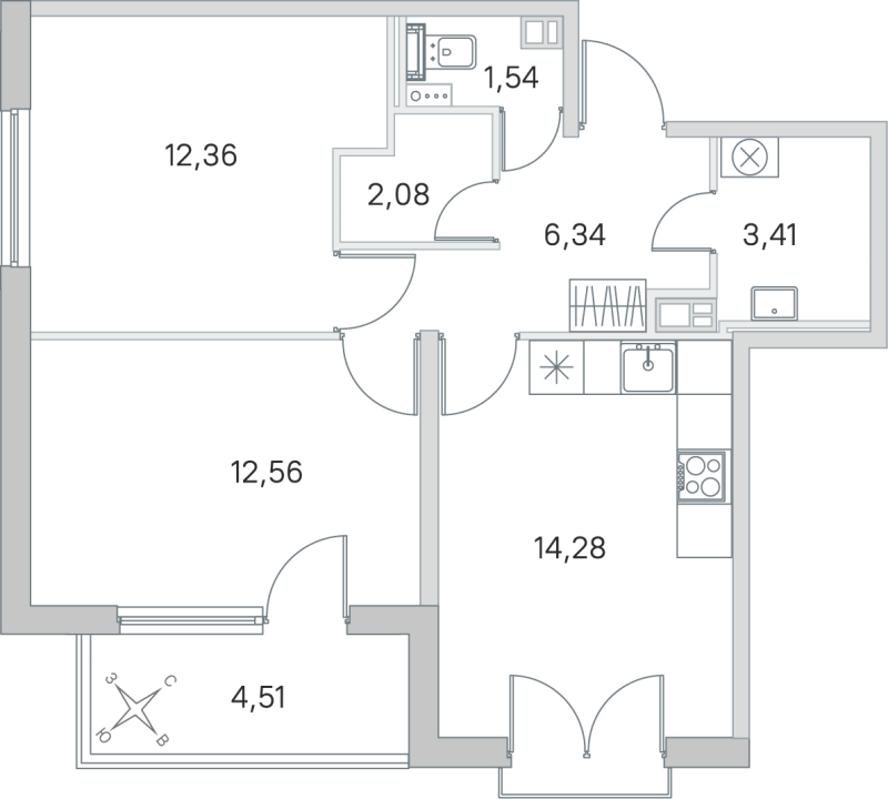 2 ккв 52,6 м²