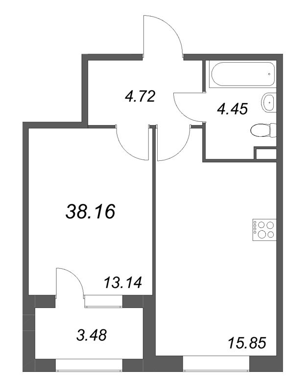 2 ккв (Евро) 38,2 м²