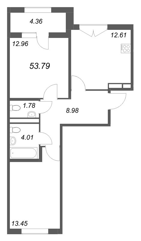 2 ккв 53,8 м²