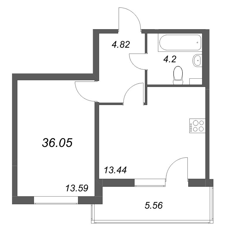 1 ккв 36,1 м²
