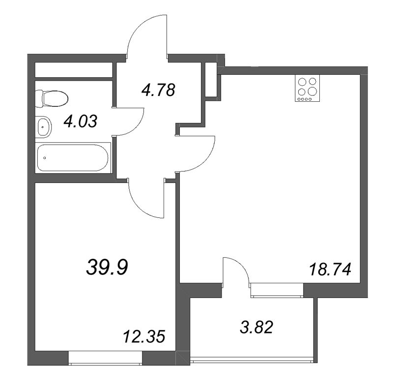 2 ккв (Евро) 39,9 м²