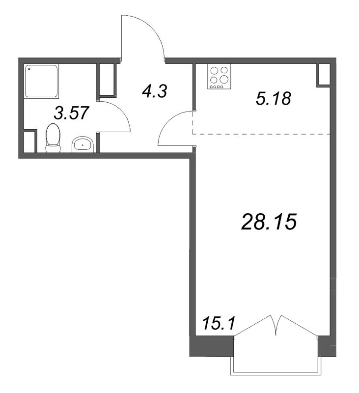 Студия 28,2 м²