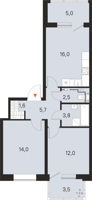 3 ккв (Евро) 55,6 м²