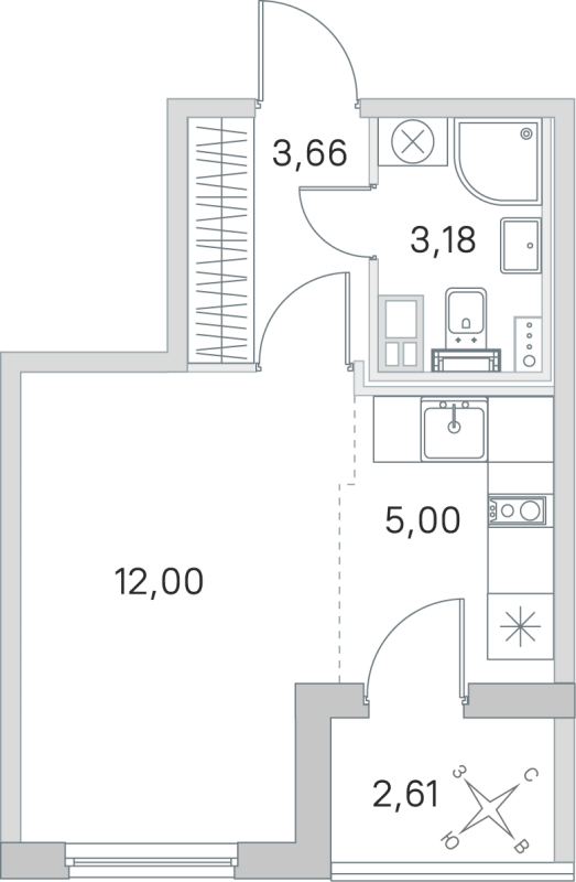 Студия 23,8 м²