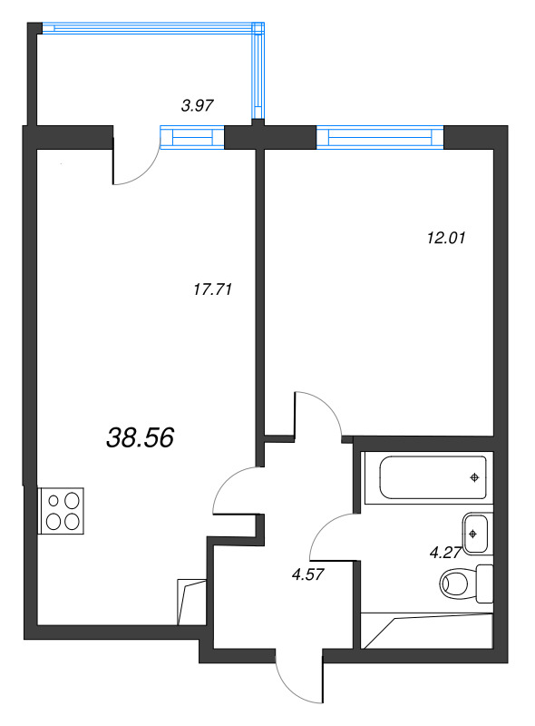 2 ккв (Евро) 38,6 м²