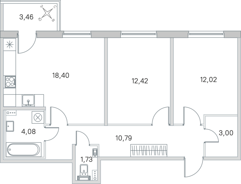 3 ккв (Евро) 62,4 м²