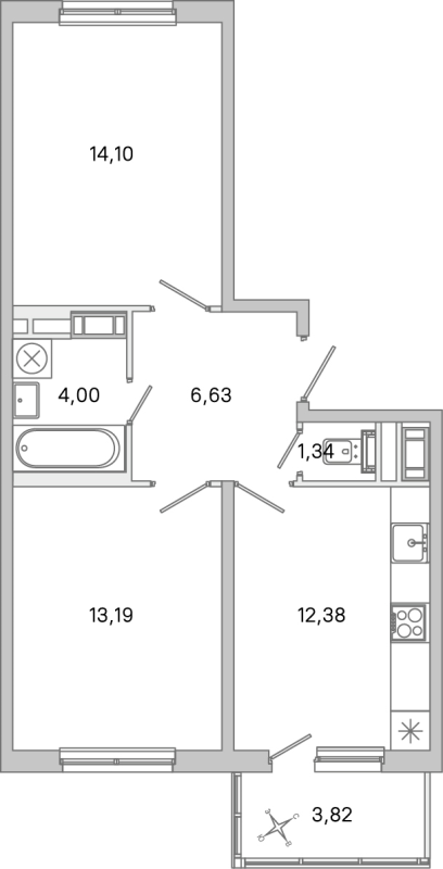 2 ккв 51,6 м²