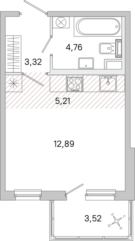 Студия 26,2 м²
