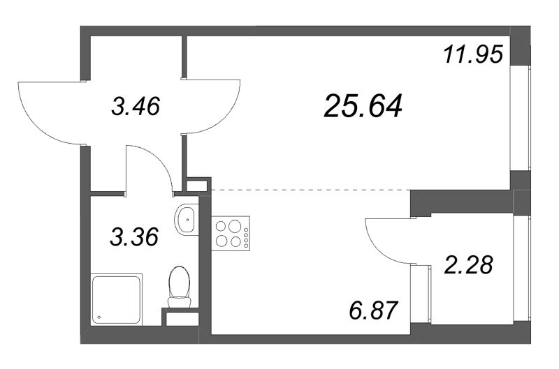 Студия 25,6 м²