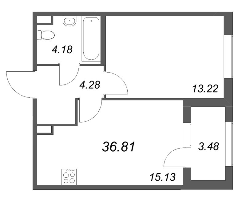 2 ккв (Евро) 36,8 м²