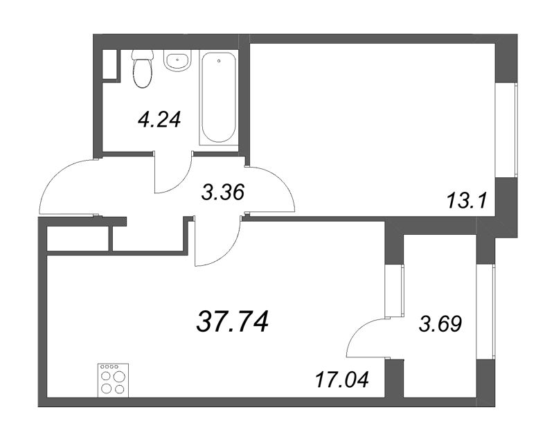 2 ккв (Евро) 37,7 м²