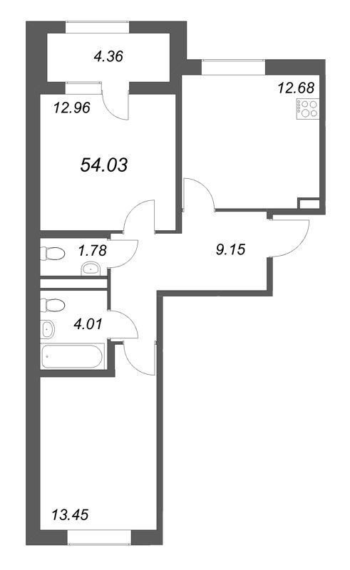 2 ккв 54 м²