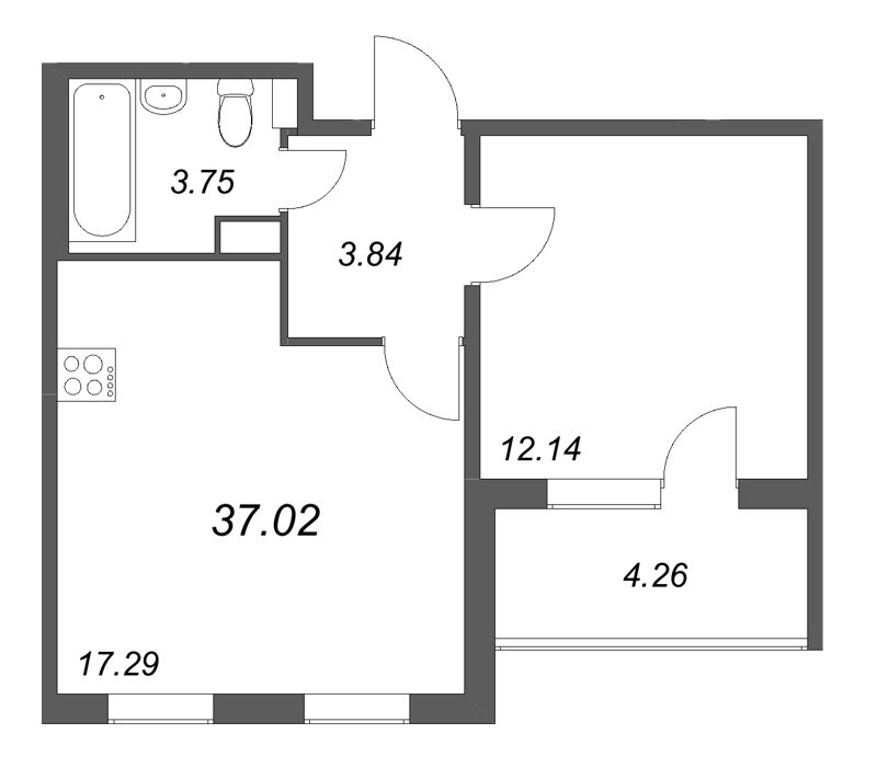 2 ккв (Евро) 37 м²