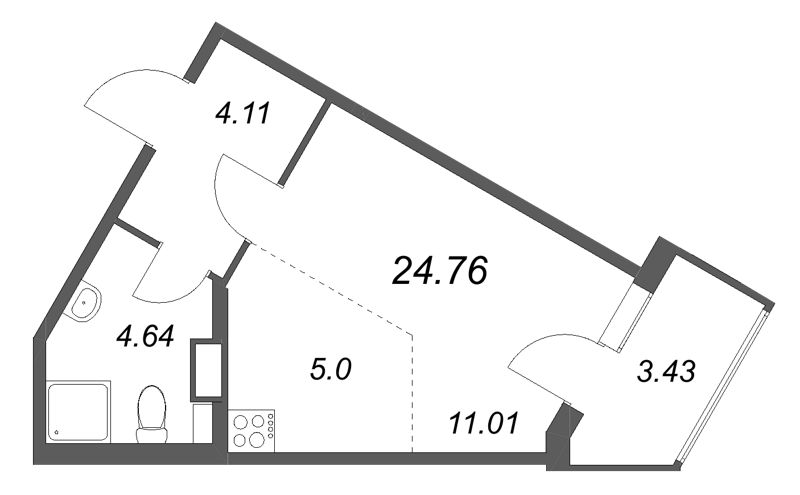 Студия 24,8 м²