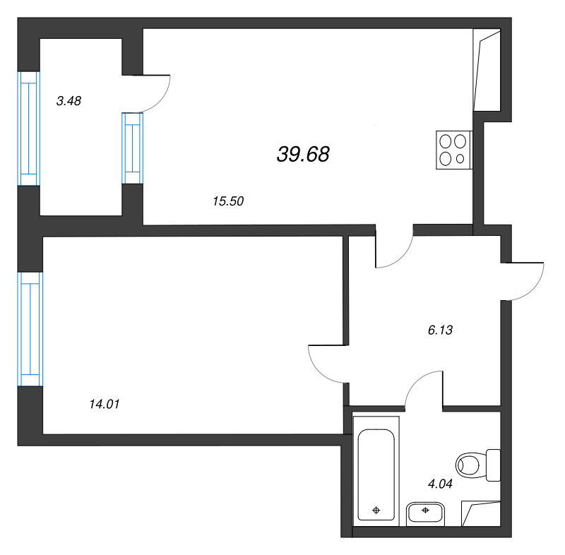 2 ккв (Евро) 39,7 м²