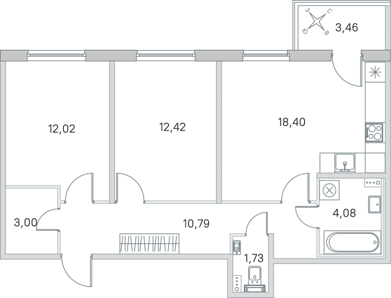3 ккв (Евро) 62,4 м²