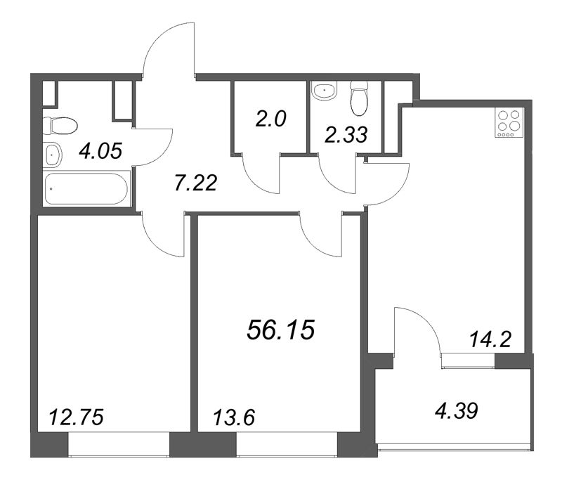 2 ккв 56,2 м²
