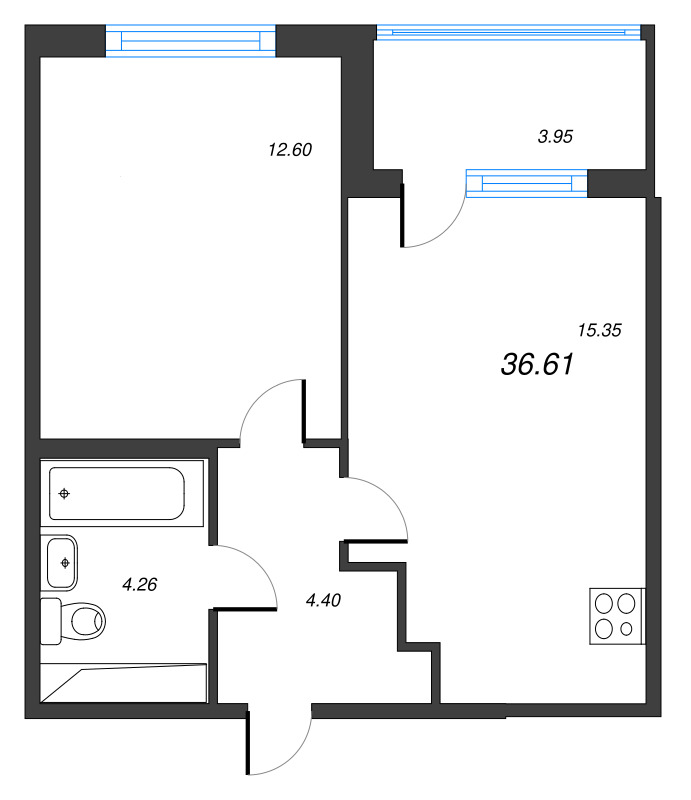 2 ккв (Евро) 36,6 м²