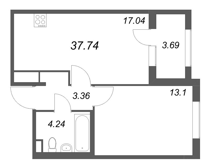 2 ккв (Евро) 37,7 м²