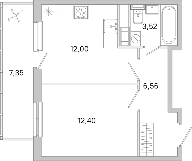 1 ккв 34,5 м²