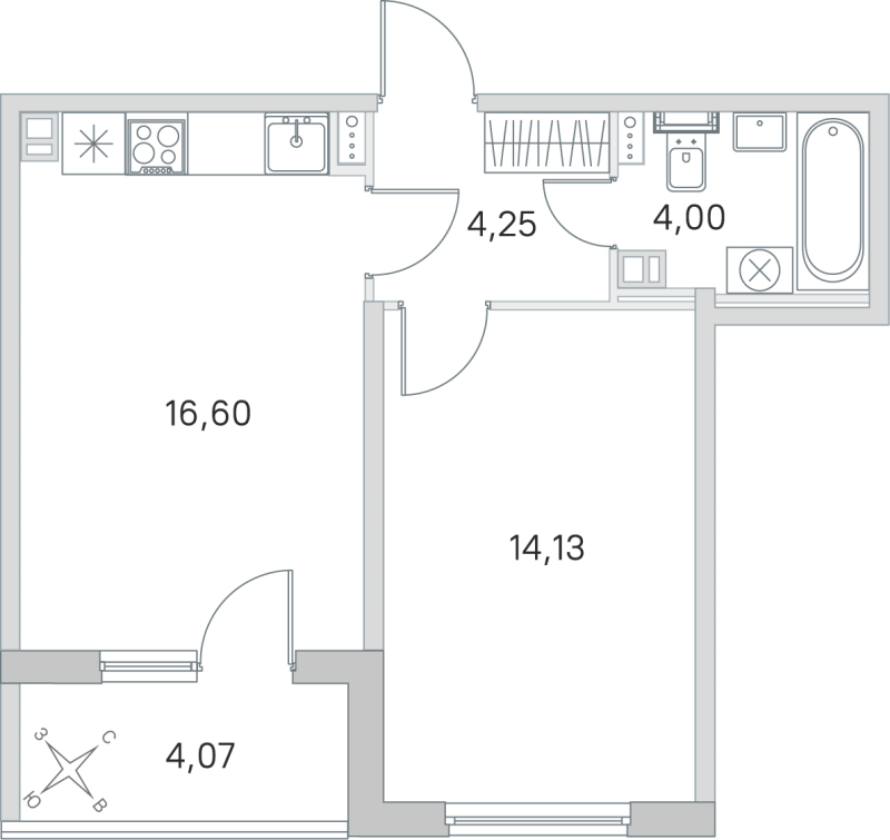 2 ккв (Евро) 39 м²