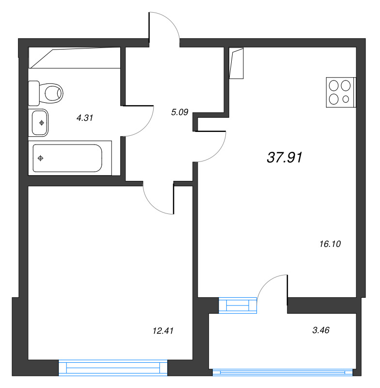 2 ккв (Евро) 37,9 м²