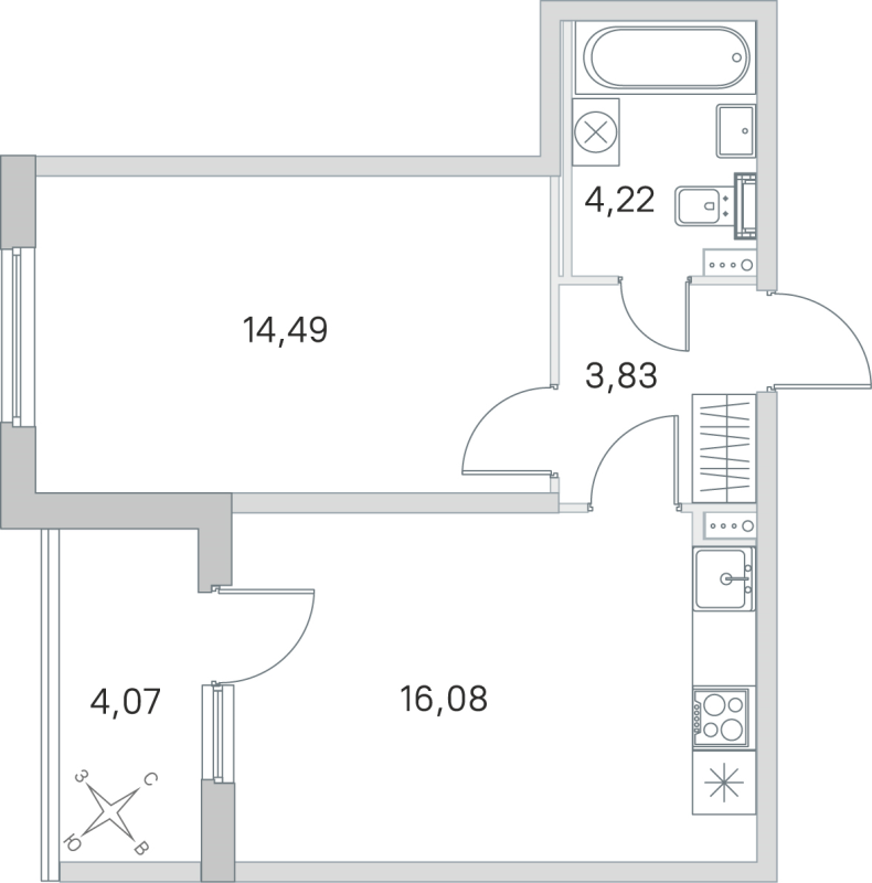 2 ккв (Евро) 38,6 м²