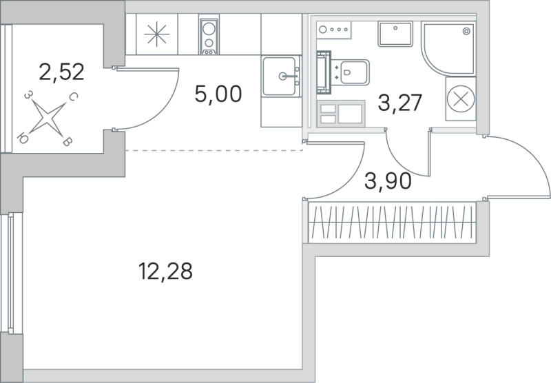Студия 24,5 м²