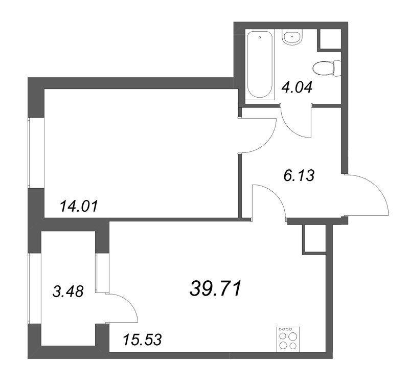 2 ккв (Евро) 39,7 м²