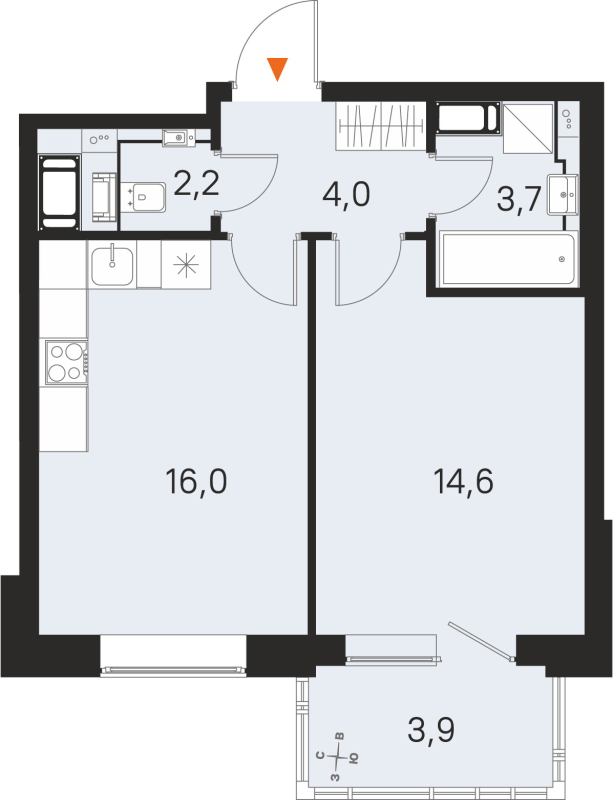 2 ккв (Евро) 40,5 м²