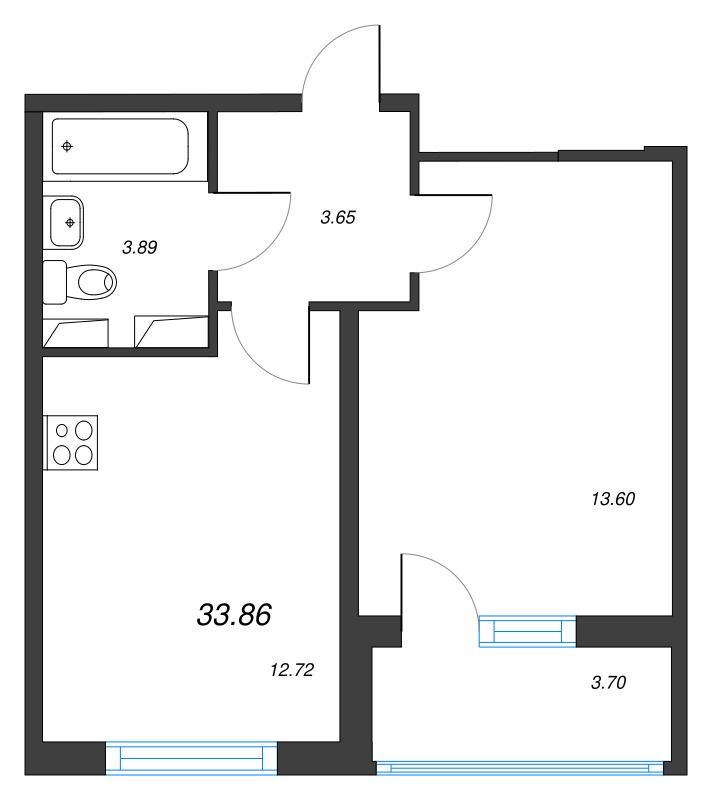 1 ккв 33,9 м²