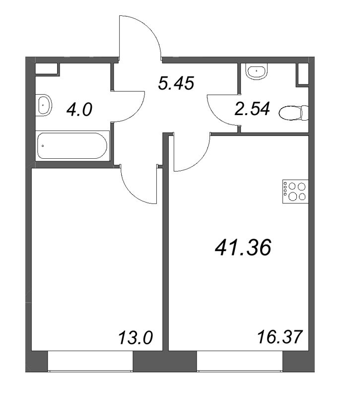 2 ккв (Евро) 41,4 м²