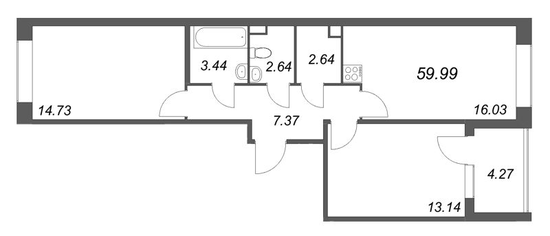3 ккв (Евро) 60 м²