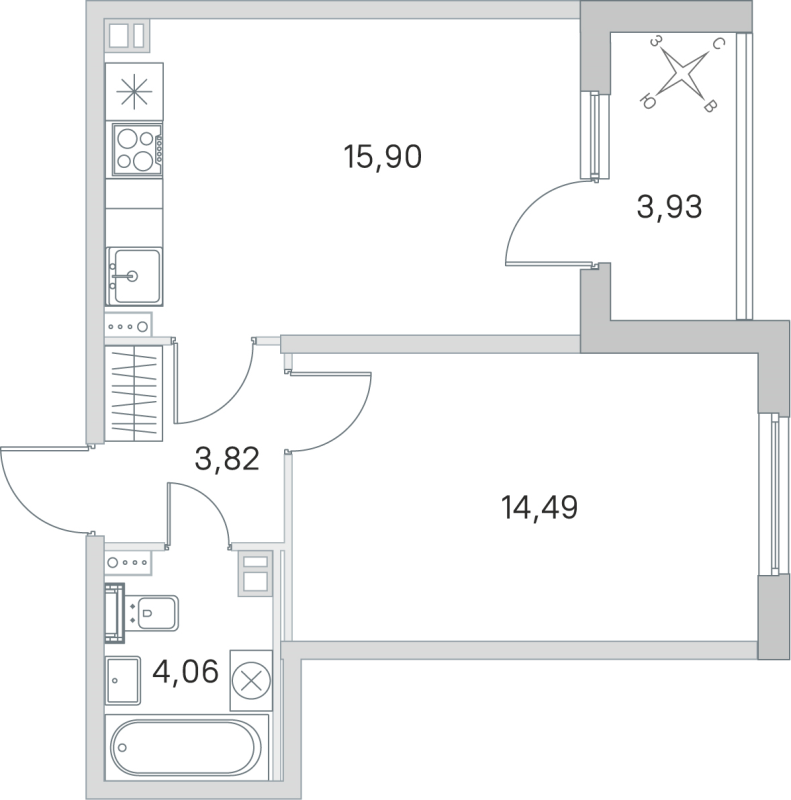 2 ккв (Евро) 38,3 м²