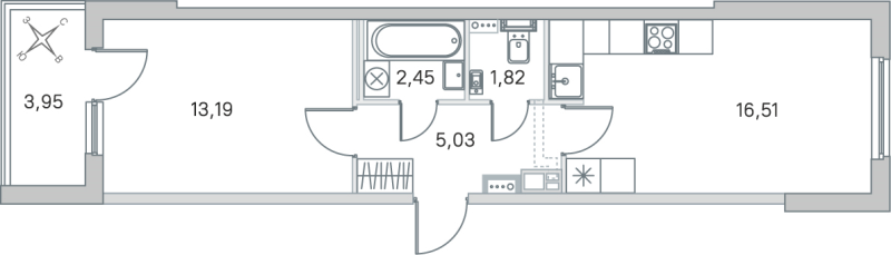 2 ккв (Евро) 39 м²