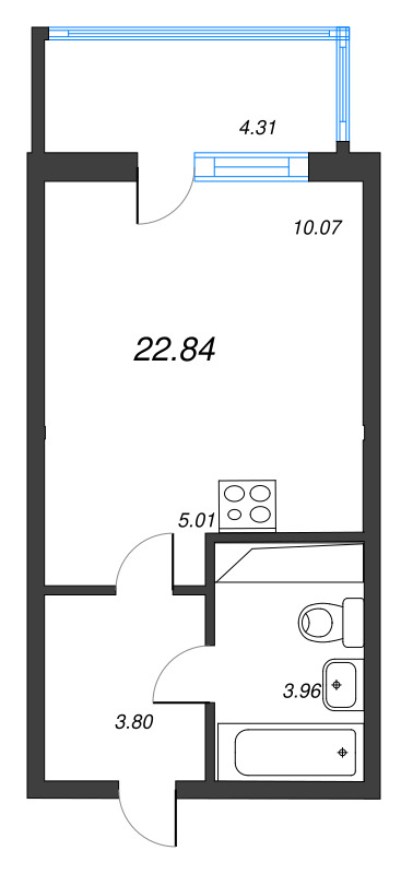 Студия 22,8 м²