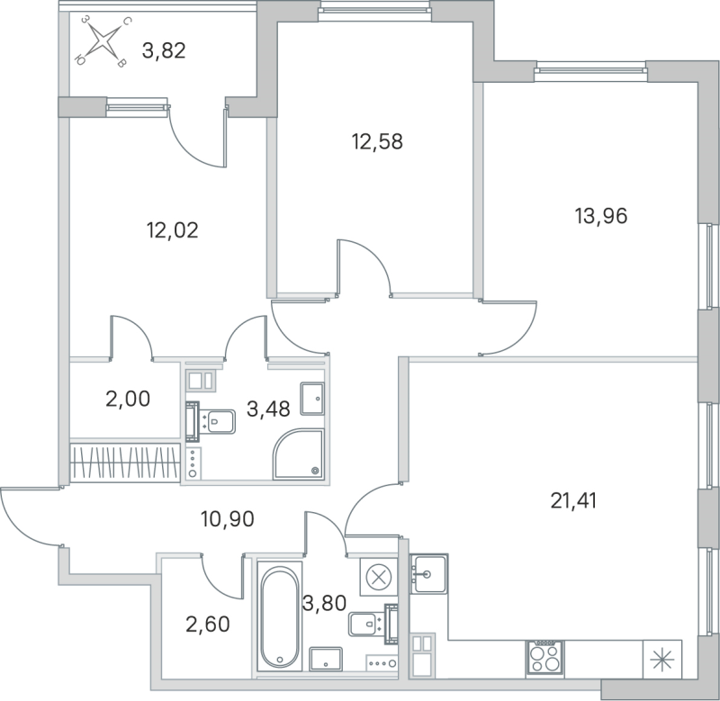 4 ккв (Евро) 82,8 м²