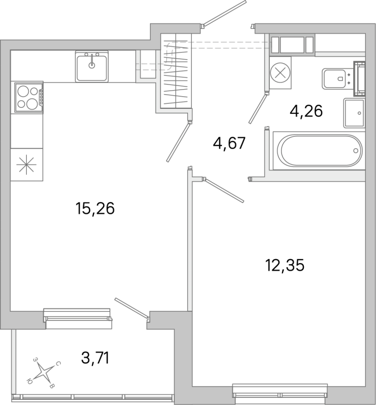 2 ккв (Евро) 36,5 м²