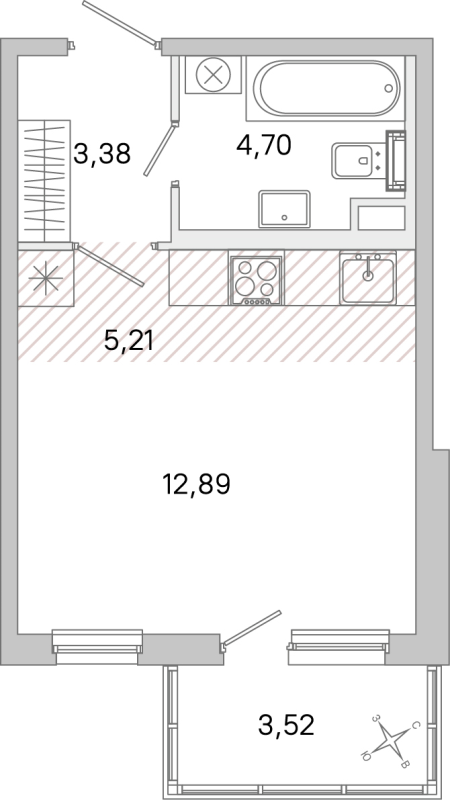 Студия 26,2 м²