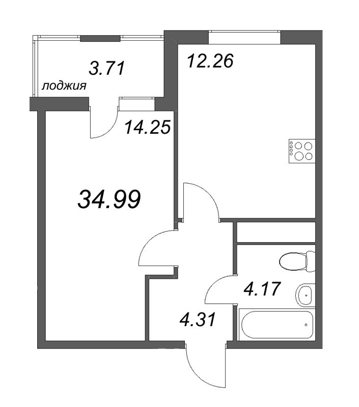 1 ккв 35 м²