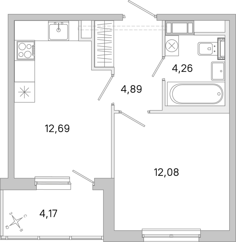 1 ккв 33,9 м²