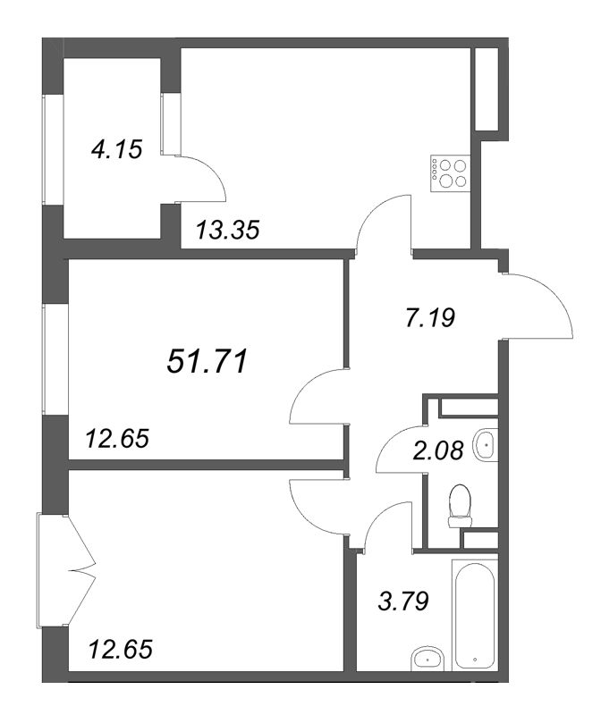 2 ккв 51,7 м²